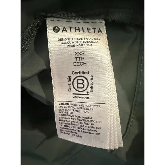 ATHLETA Triumph Crewneck Sweatshirt Bali Green Stretch Drawstring Women's Sz XXS - Picture 12 of 13